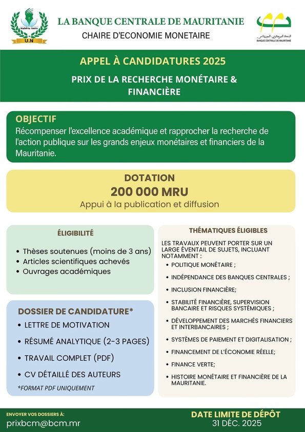 Lancement du Prix de la Recherche Monétaire et Financière Lancement du Prix de la Recherche Monétaire et Financière